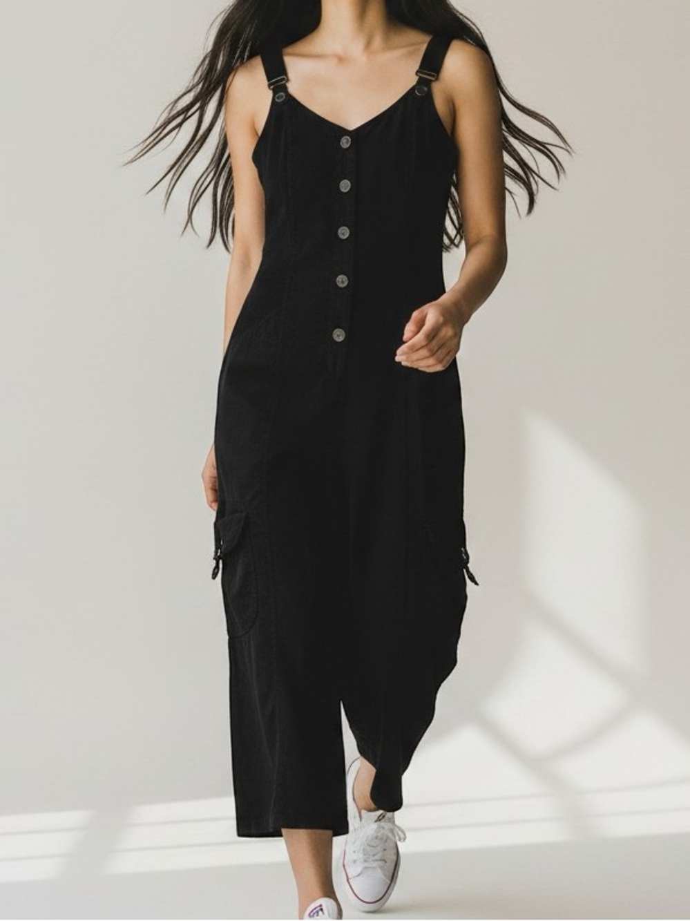 XCVI Pembroke Jumpsuit Black Tencel Sleeveless Cropped Wide Leg Lagenlook XS